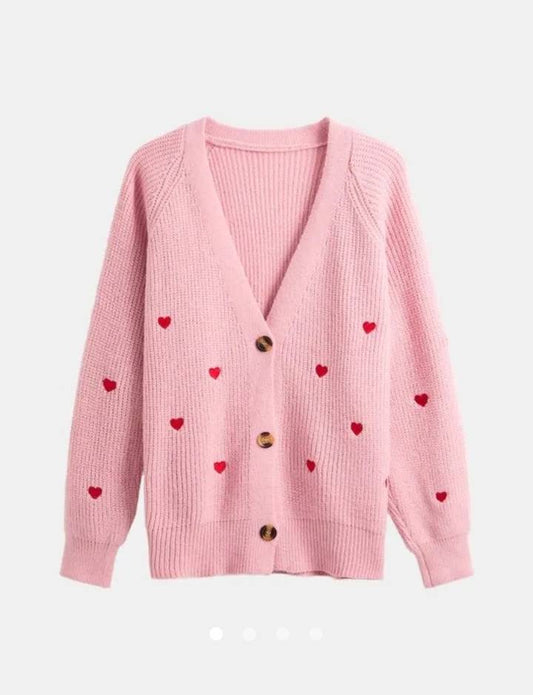 Button Knit Cardigan // Pink