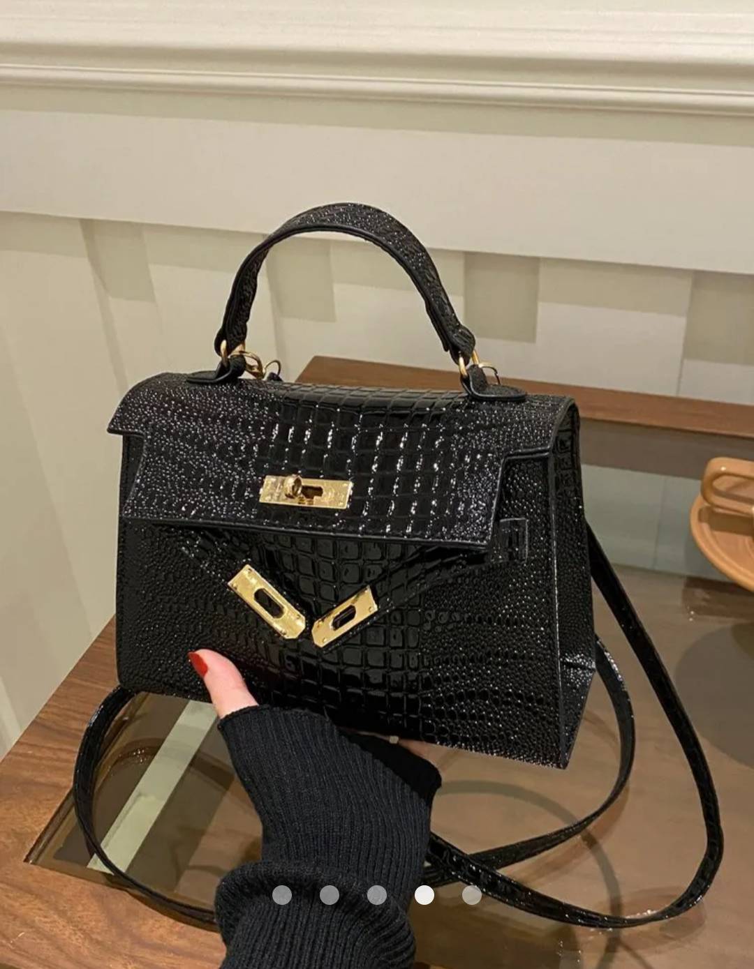 Metal Detail Crossbody Bag // Black