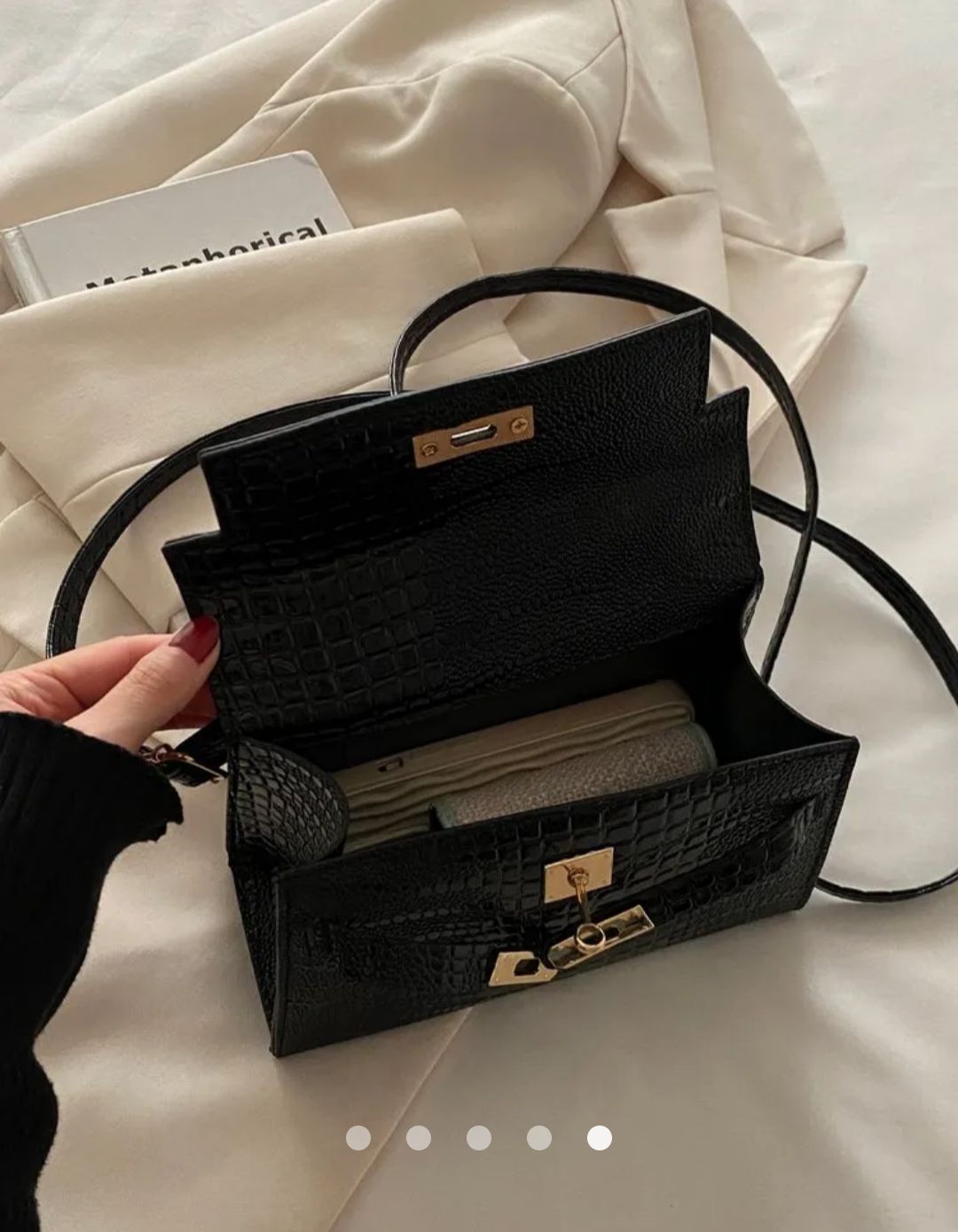 Metal Detail Crossbody Bag // Black