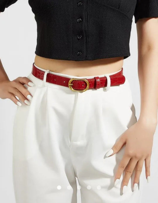 Snake Print Belt // Red