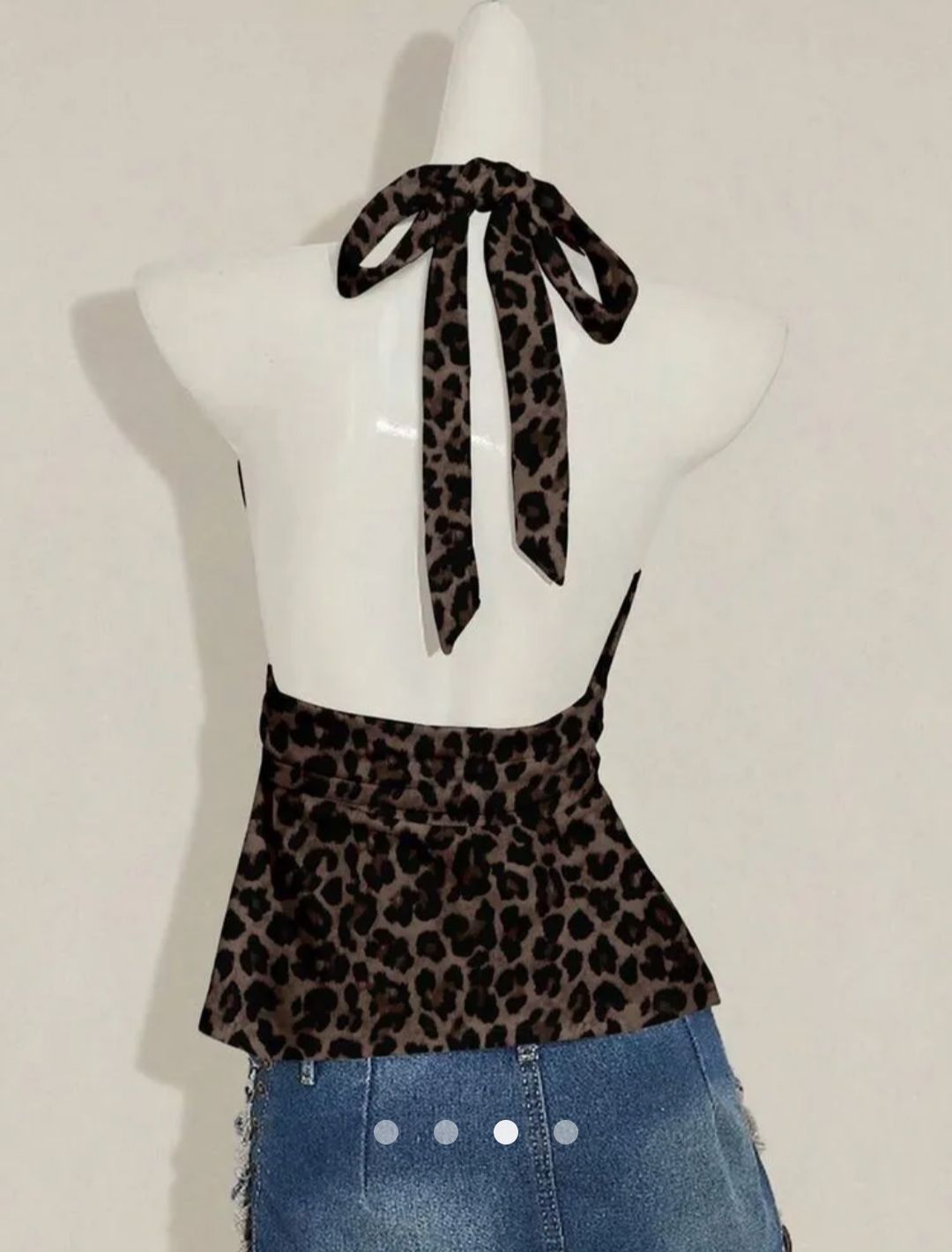 Leopard Backless Halter Top // Brown