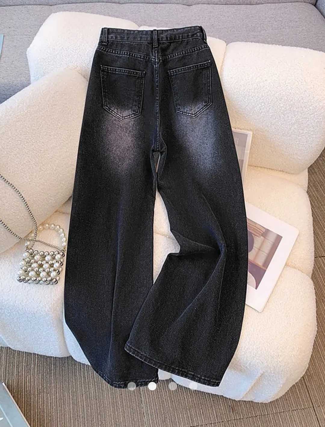 High Waist Straight Leg Jeans // Black