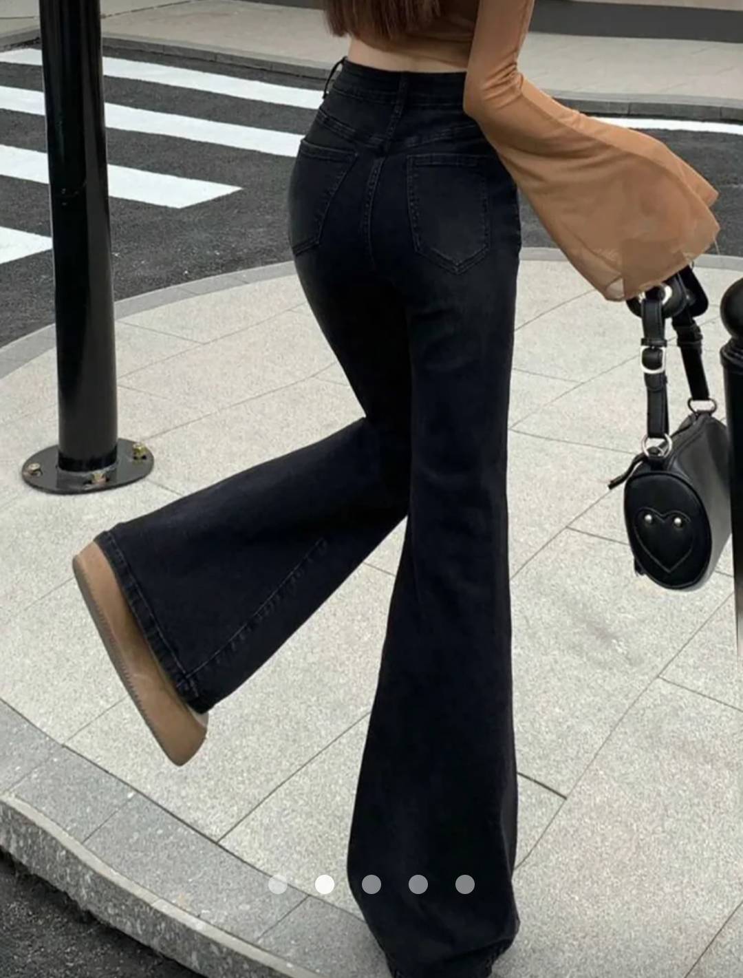 High Waist Flare Leg Jeans // Washed Black