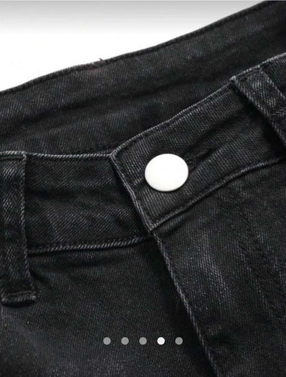 High Waist Flare Leg Jeans // Washed Black