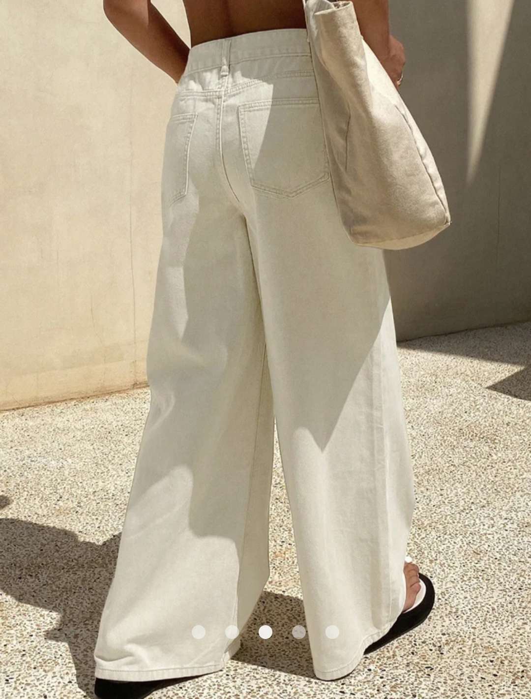 High Waist Chic Wide Leg Jeans // Beige