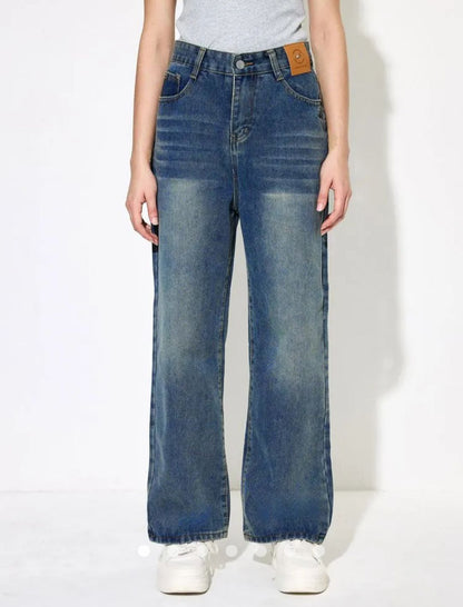 Regular Waist Straight Leg Jeans // Greenish Blue
