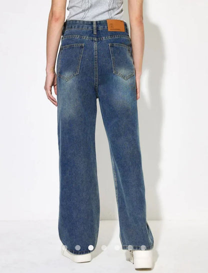 Regular Waist Straight Leg Jeans // Greenish Blue