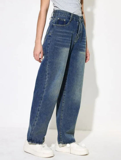 Regular Waist Straight Leg Jeans // Greenish Blue