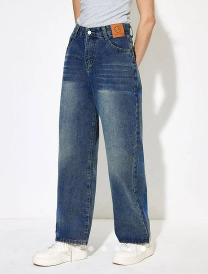 Regular Waist Straight Leg Jeans // Greenish Blue