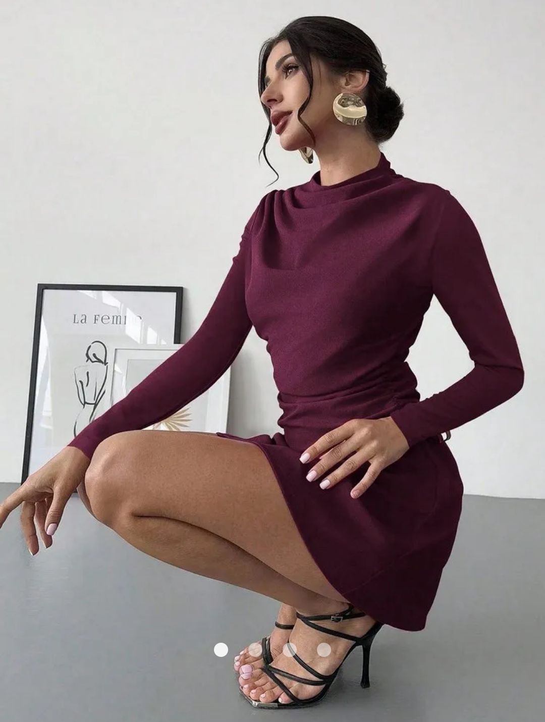 Draped Bodycon Dress // Burgundy