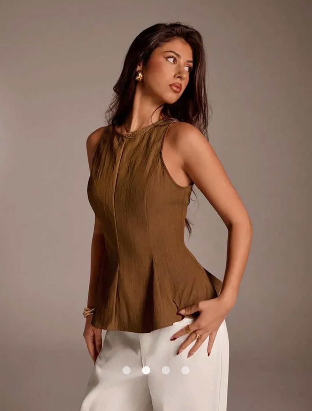 Elegant Peplum Top // Brown