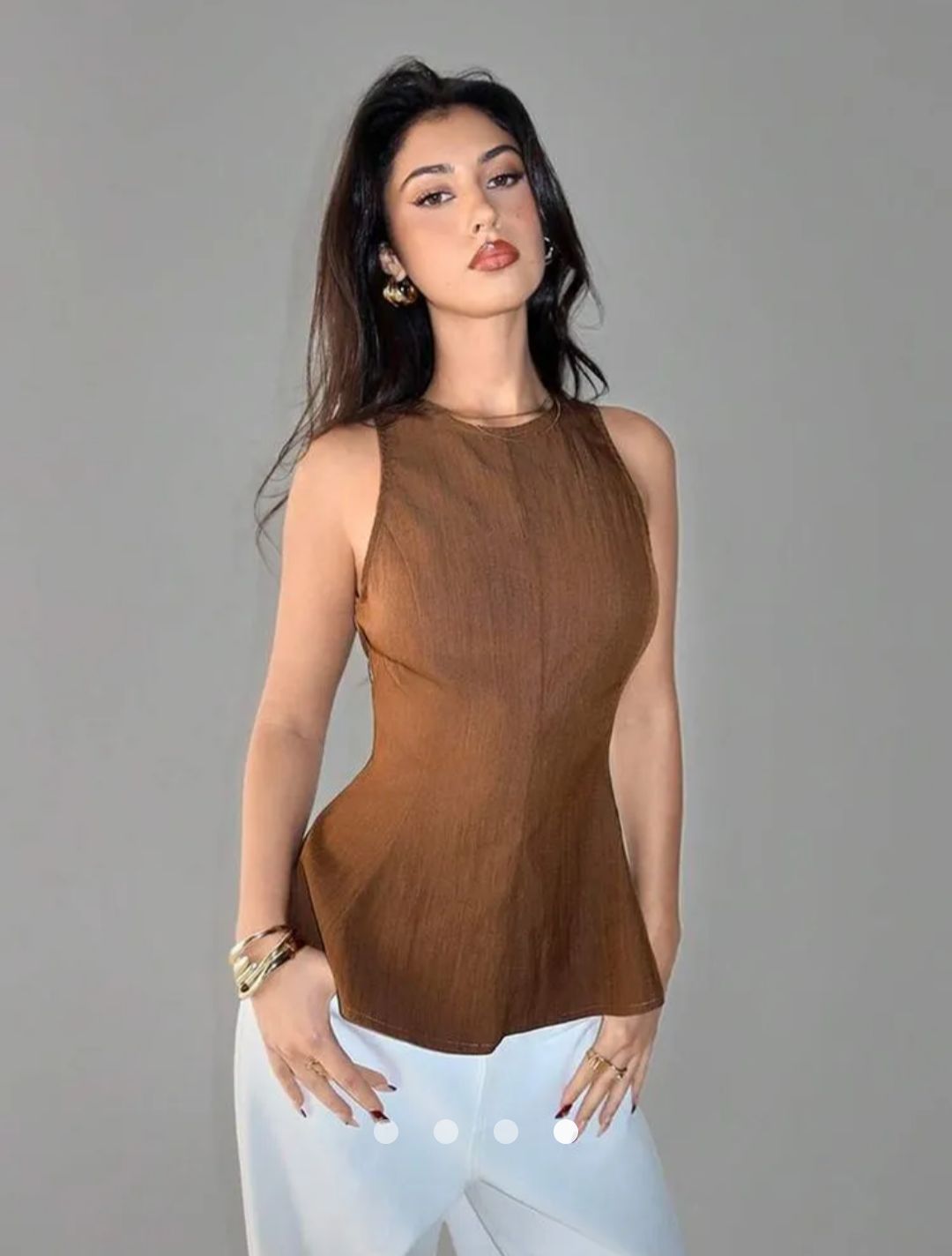 Elegant Peplum Top // Brown