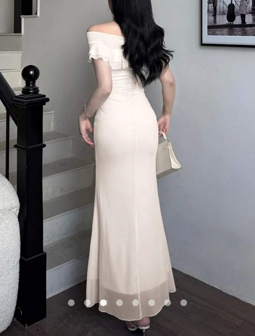 Ruffle Bodycon Dress // Beige