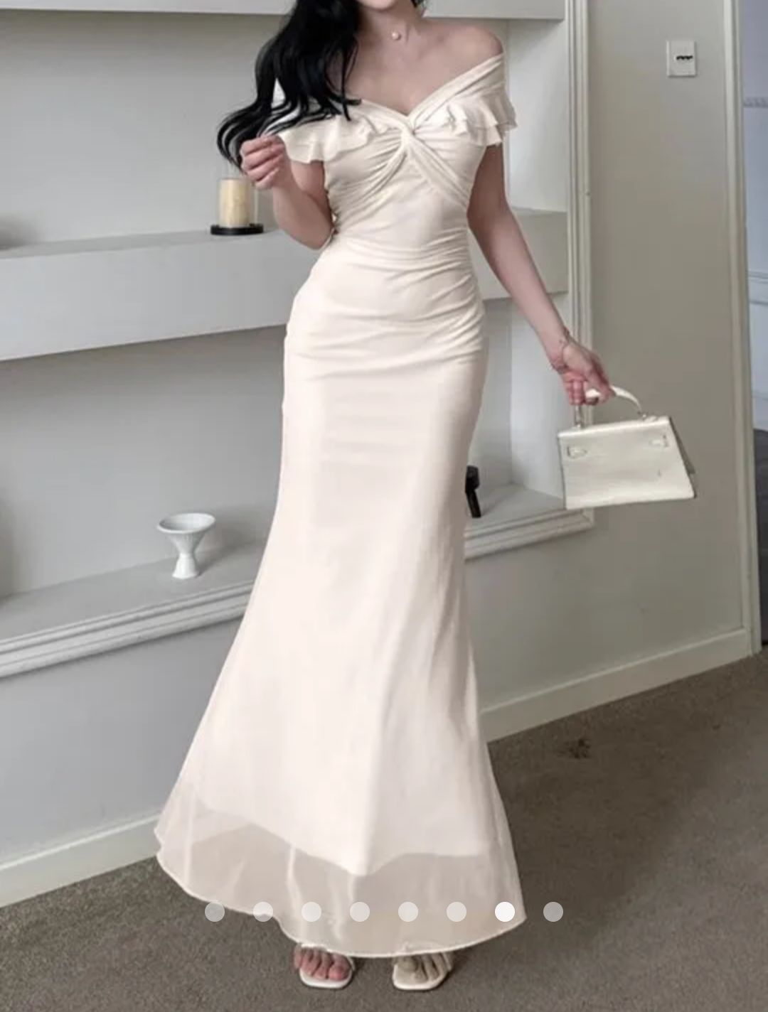 Ruffle Bodycon Dress // Beige