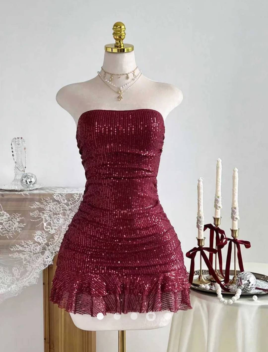 Sequins Tube Dress // Burgundy