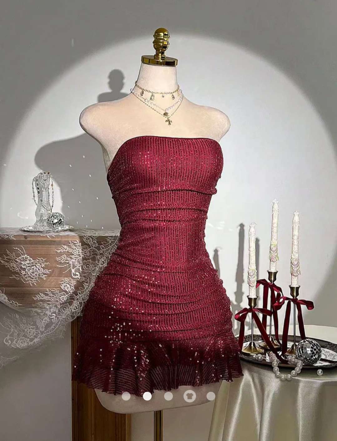 Sequins Tube Dress // Burgundy