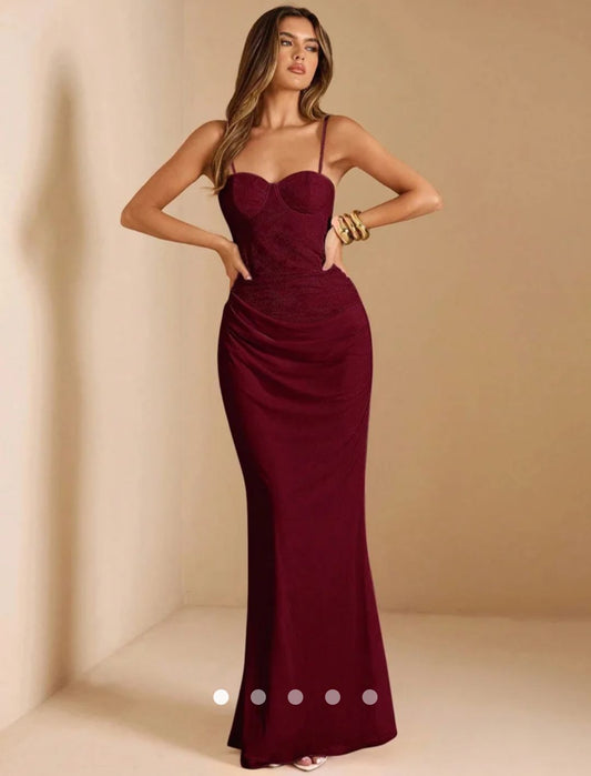 Gathered Slip Dress // Burgundy