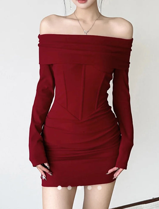Corset Bodycon Dress // Burgundy