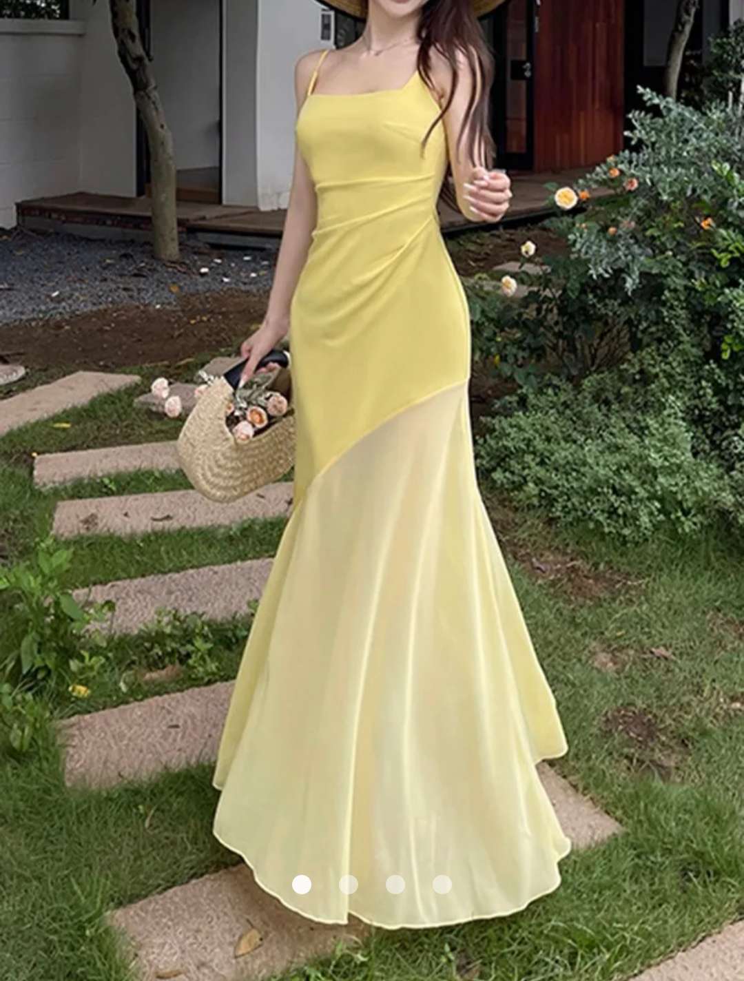 Asymmetric Slip Dress // Yellow