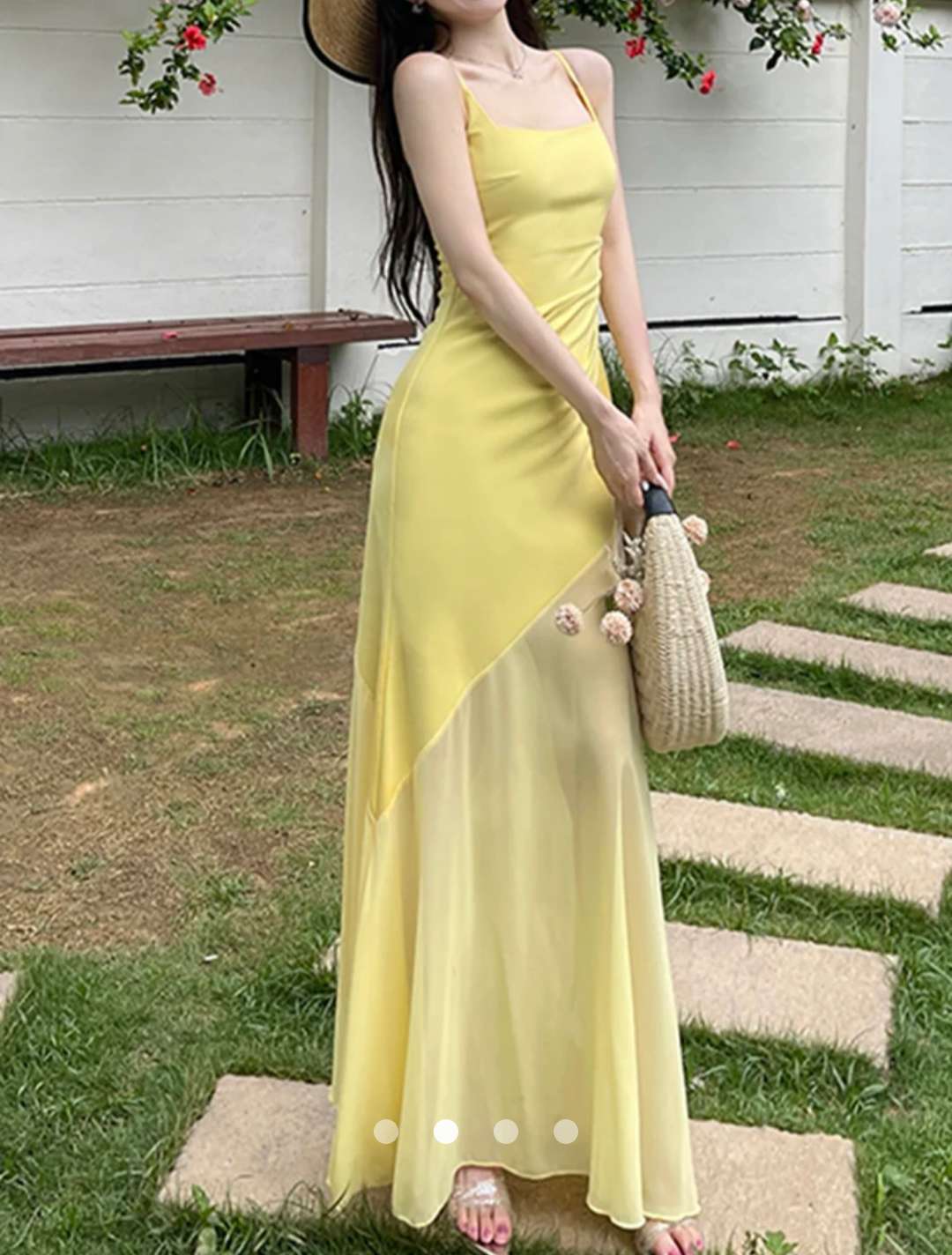 Asymmetric Slip Dress // Yellow