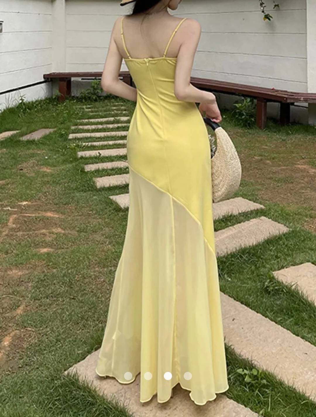 Asymmetric Slip Dress // Yellow