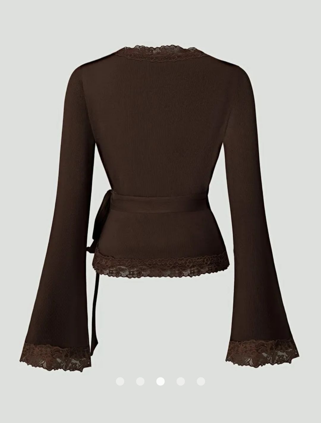 Lace -Trimmed Wrap Top // Brown