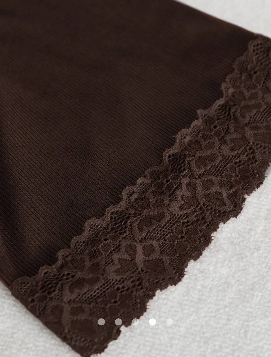 Lace -Trimmed Wrap Top // Brown