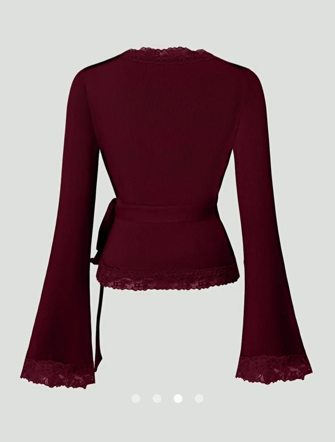 Lace -Trimmed Wrap Top // Burgundy