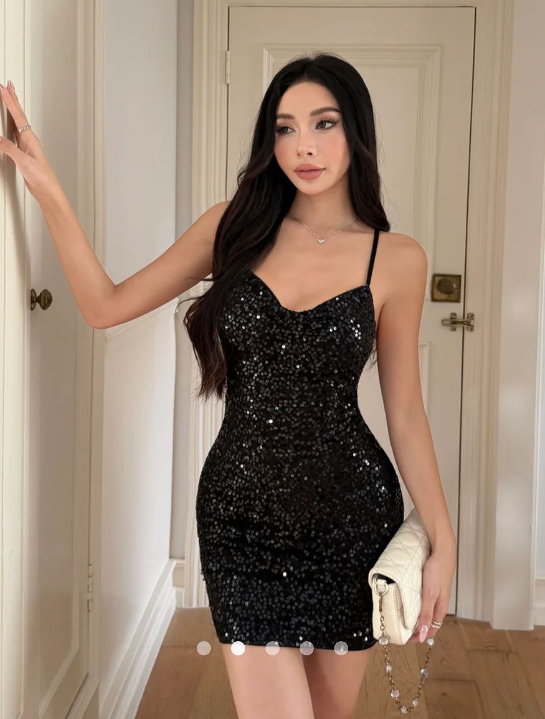 Sequinned Bodycon Dress  // Black