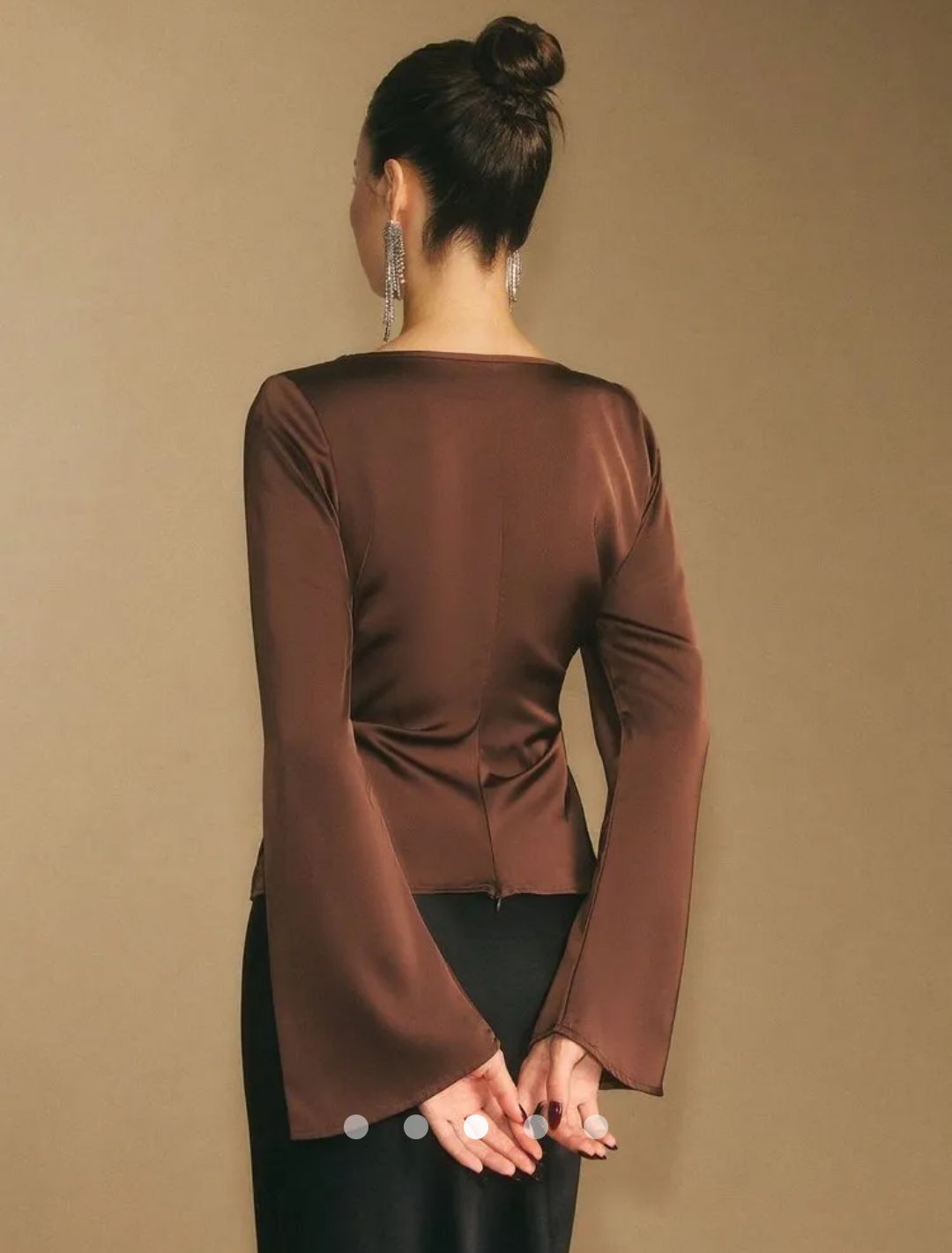 Gathered Satin Top // Chocolate