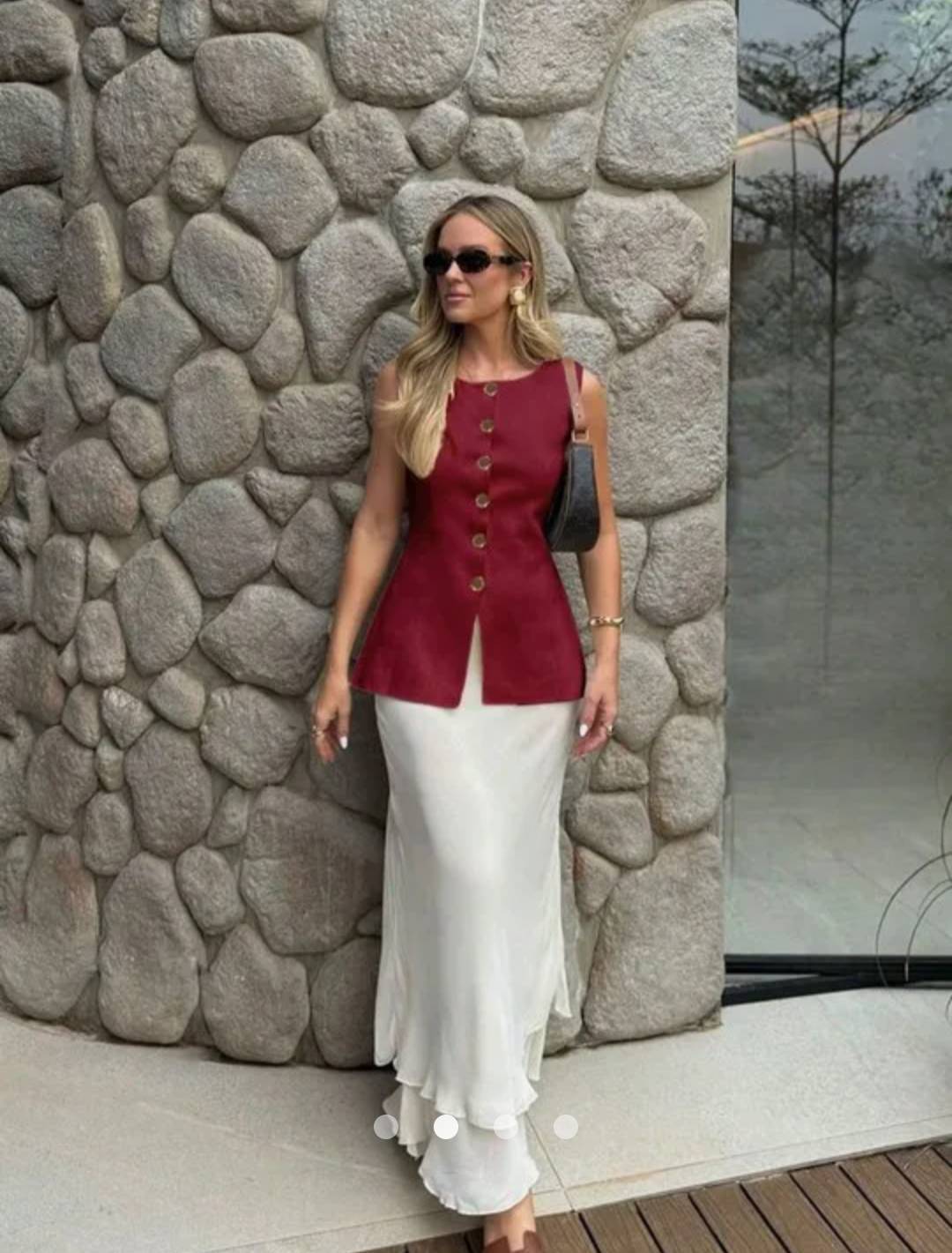 Button Tank Top // Red