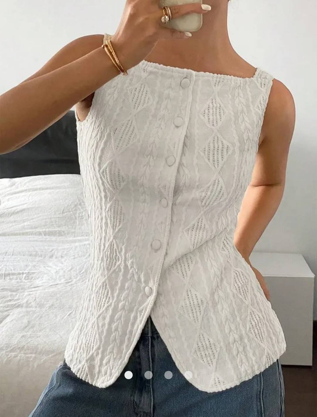 French Waistcoat Sleevless Top // Beige