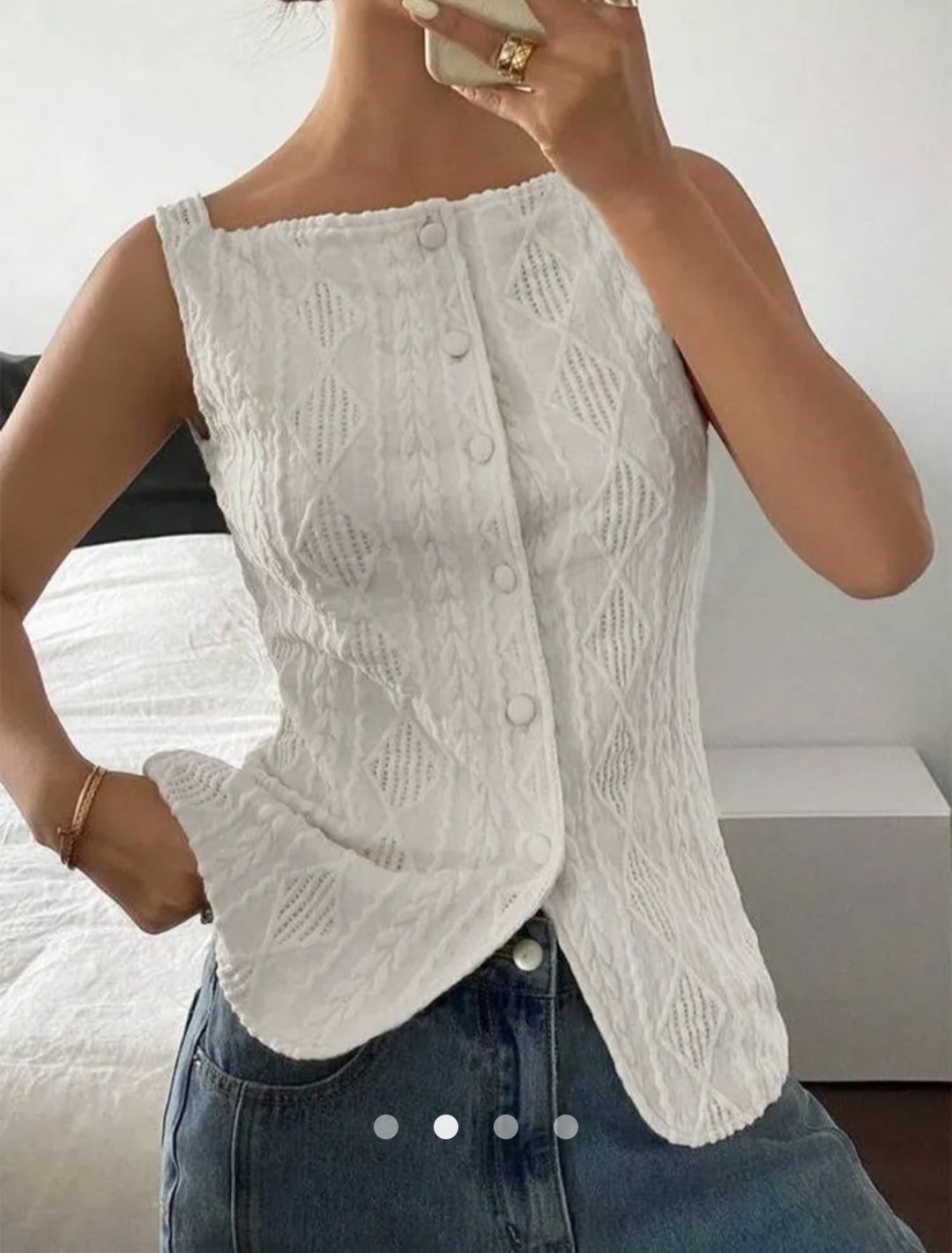 French Waistcoat Sleevless Top // Beige