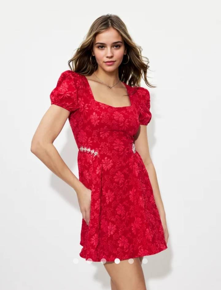 Beaded A-Line Dress // Red