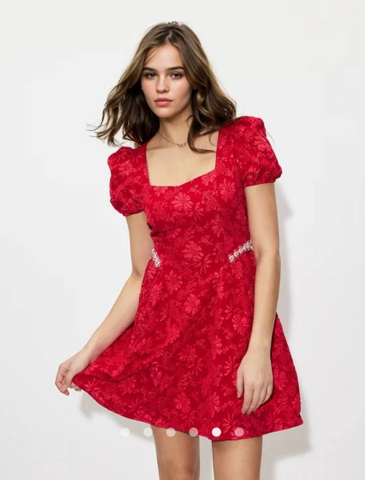 Beaded A-Line Dress // Red