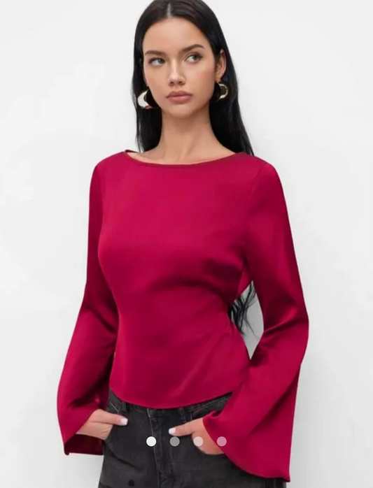 Satin Tie Up Top // Red