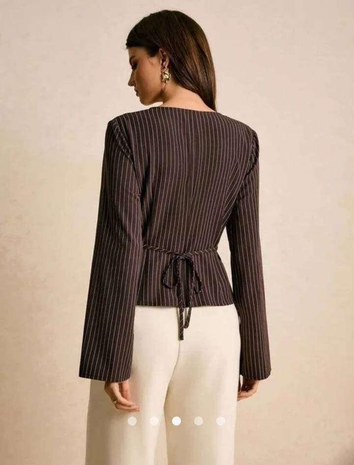 Asymmetric Metallic Decor Top // Brown