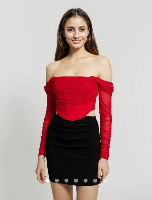 Mesh Corset Top // Red