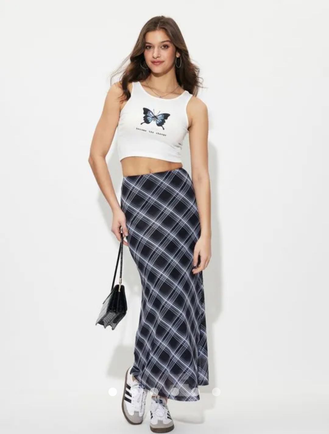 Plaid Straight Skirt // Blue