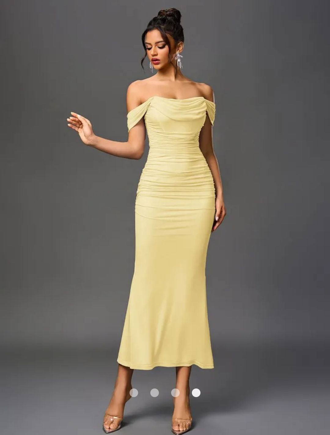 Draped Bodycon Dress // Yellow