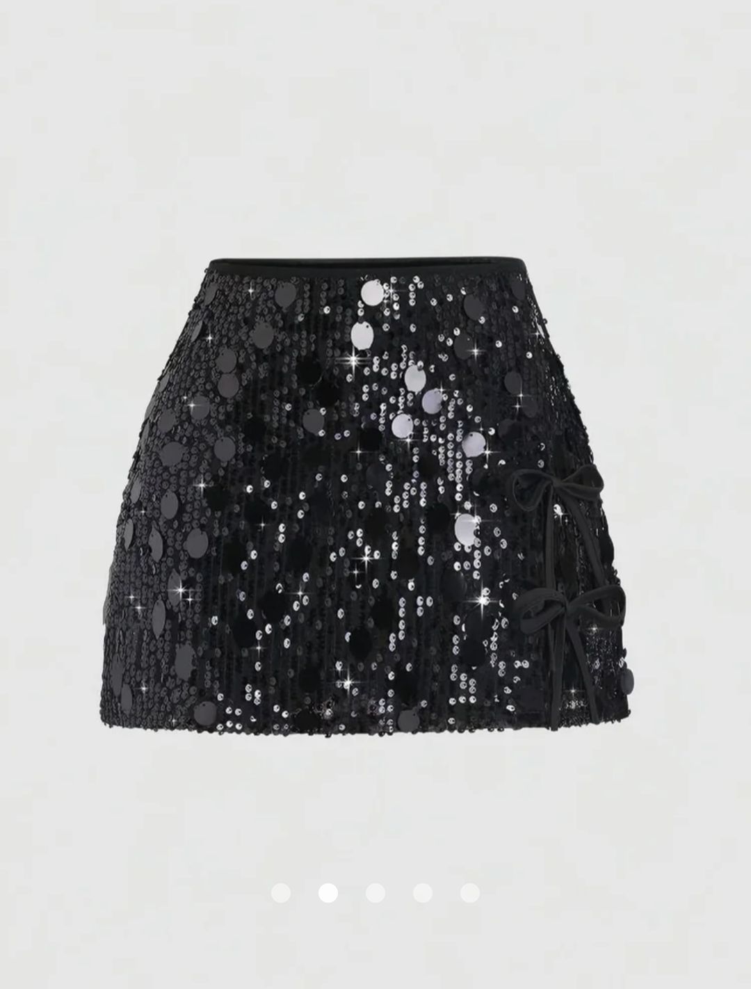 Sequin Mini Skirt With Side Bow Tie // Black