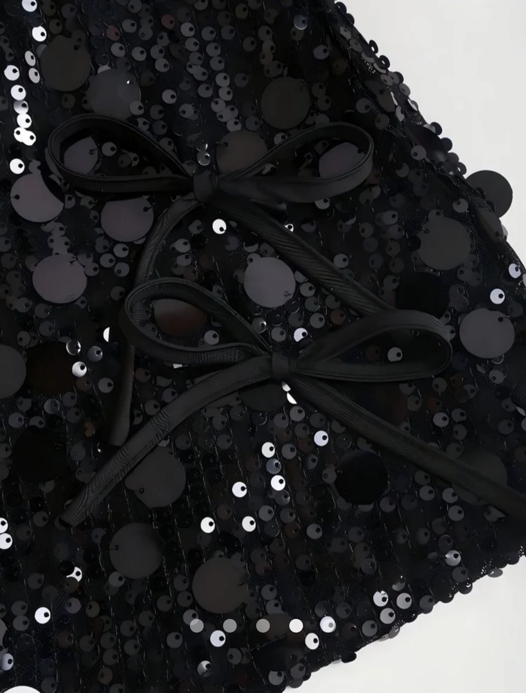 Sequin Mini Skirt With Side Bow Tie // Black