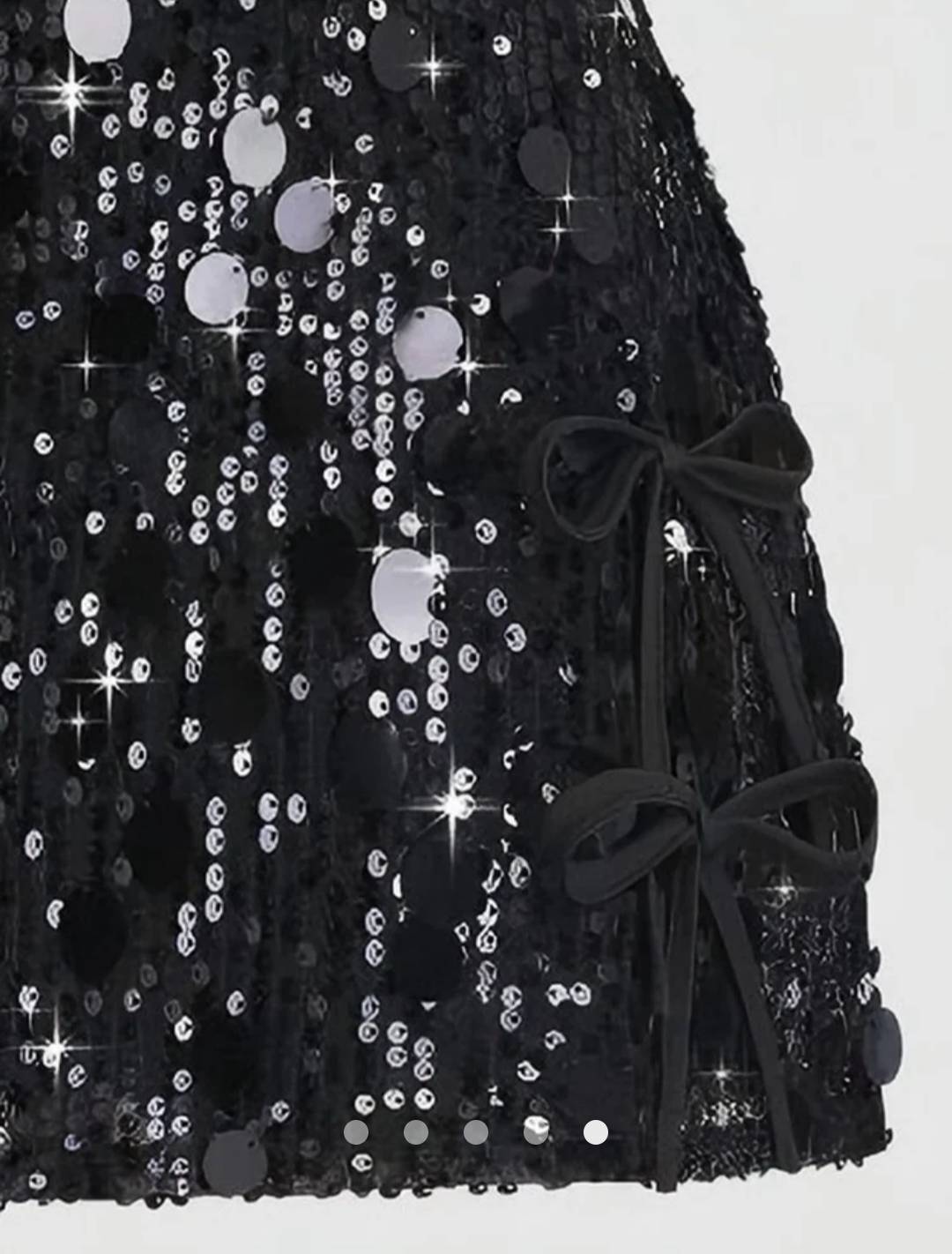 Sequin Mini Skirt With Side Bow Tie // Black