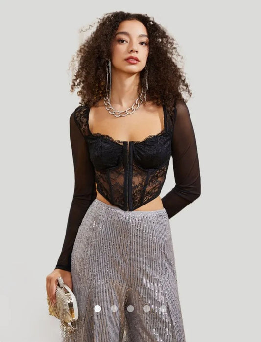 Lace Corset Top // Black