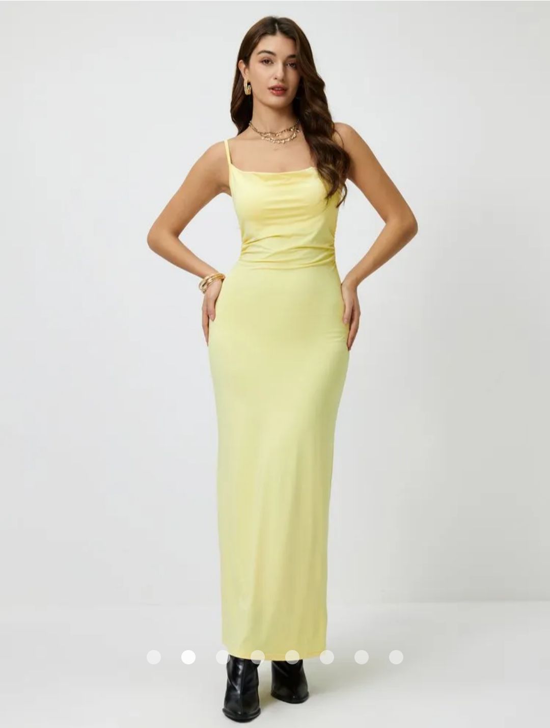 Lace Up Bodycon Dress // Yellow