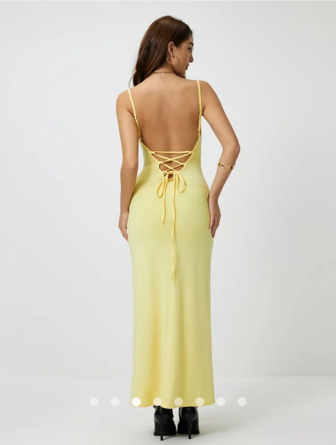 Lace Up Bodycon Dress // Yellow