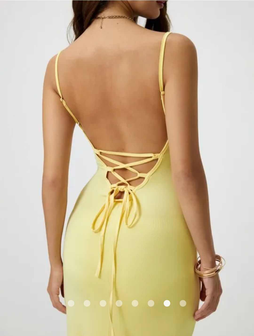 Lace Up Bodycon Dress // Yellow
