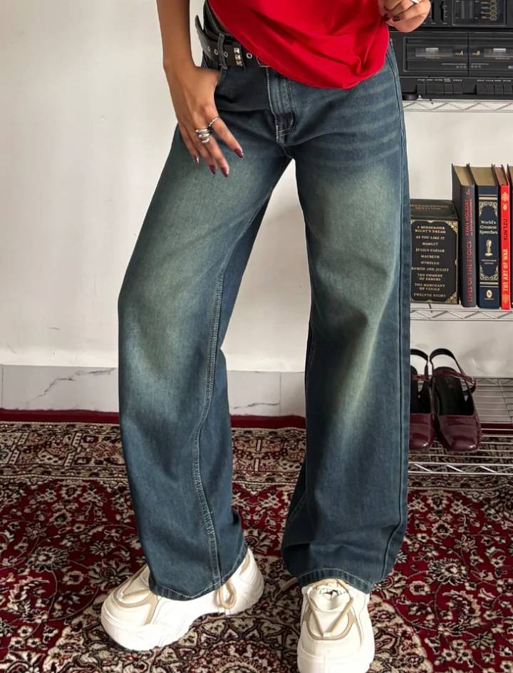 Tinted Straight Leg Jeans // Vintage Green