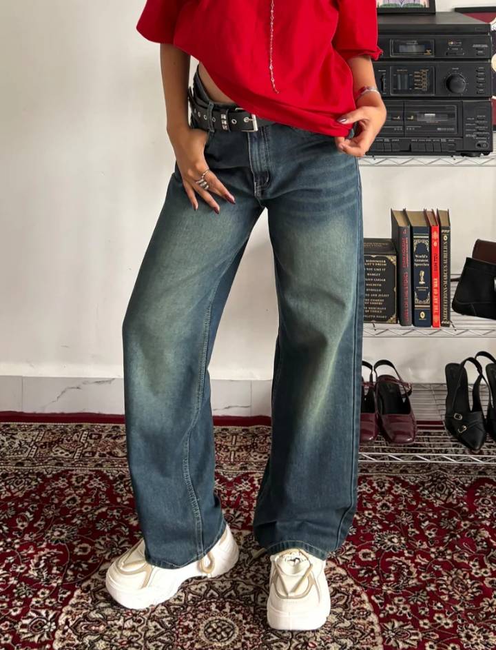 Tinted Straight Leg Jeans // Vintage Green