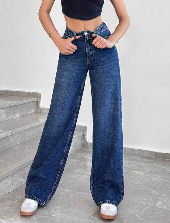 Washed Stretchable Straight Leg Jeans // Mid Night Blue